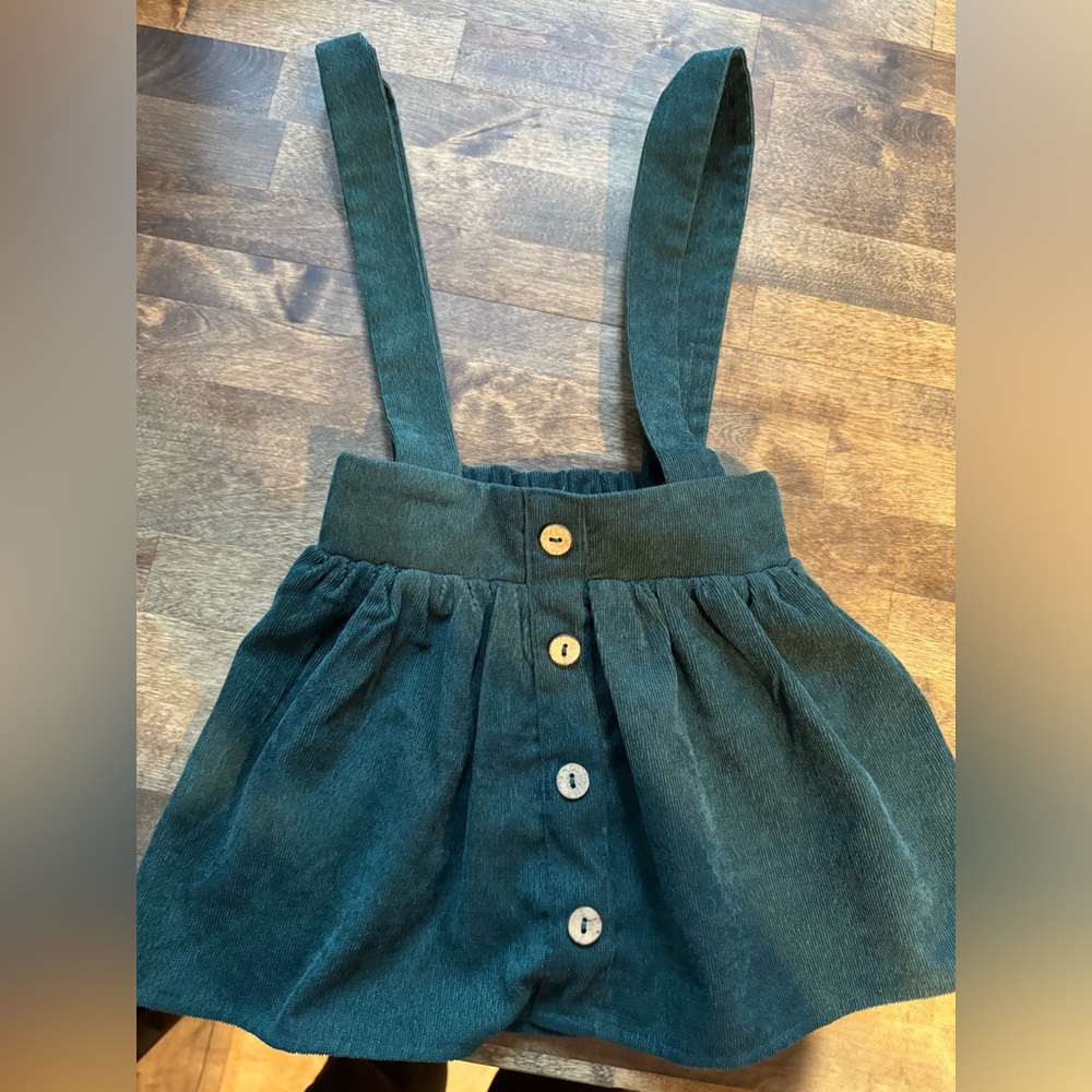2T Bailey Blossoms Green corduroy romper skirt